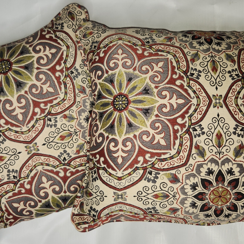 Bowery Hill Fabric Boho Hippie Porch Large Multi-Color Throw Pillow (Set of 2)
